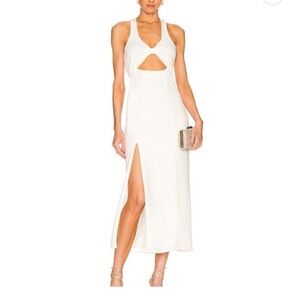 Show Me Your MuMu Luca Midi Dress in White Stretch